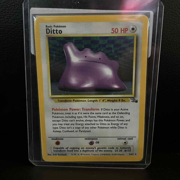 Ditto - 3/62 - Holo Rare - Unlimited Edition  Fossil Pokemon Trading Card - Picture 1 of 1